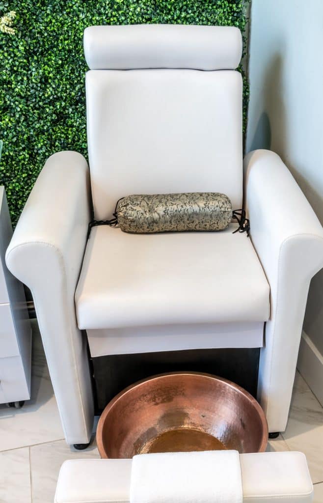 Second spa chair with copper foot soaking tub